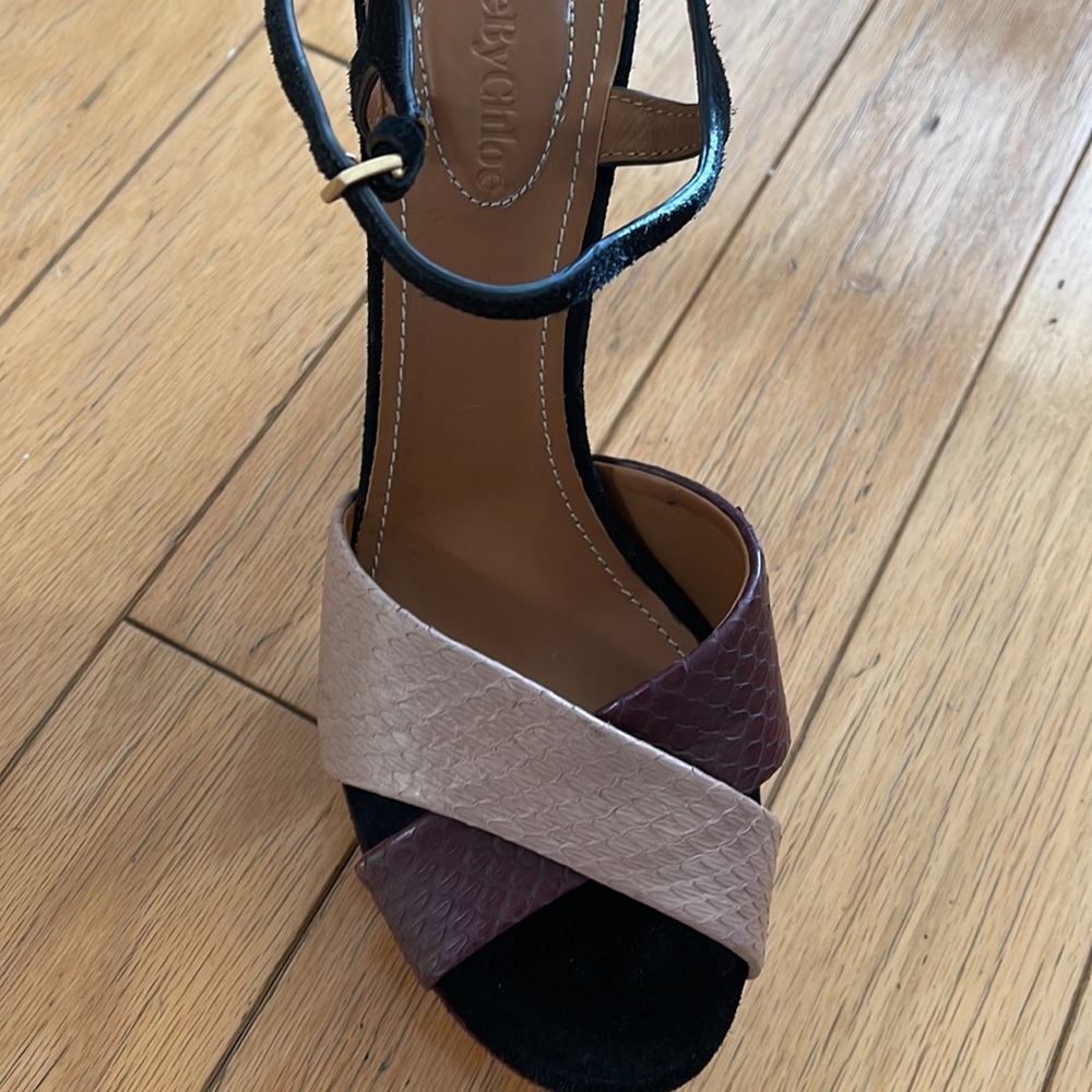 New See by Chloe 5 inch Heel size 41 Suede Snakeskin - Picture 8 of 8